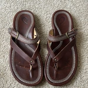 Olukai sandals brown leather comfort